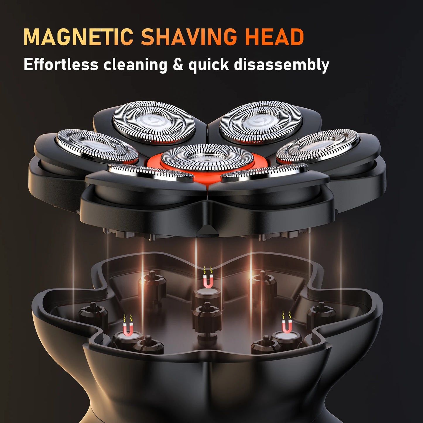 7D Head Shavers for Bald Men Wet/Dry Electric Shaver Hair Trimmer USB Rechargeable LED Display Waterproof Beard Trimmer