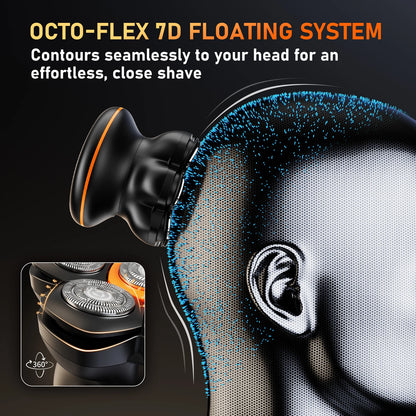 7D Head Shavers for Bald Men Wet/Dry Electric Shaver Hair Trimmer USB Rechargeable LED Display Waterproof Beard Trimmer